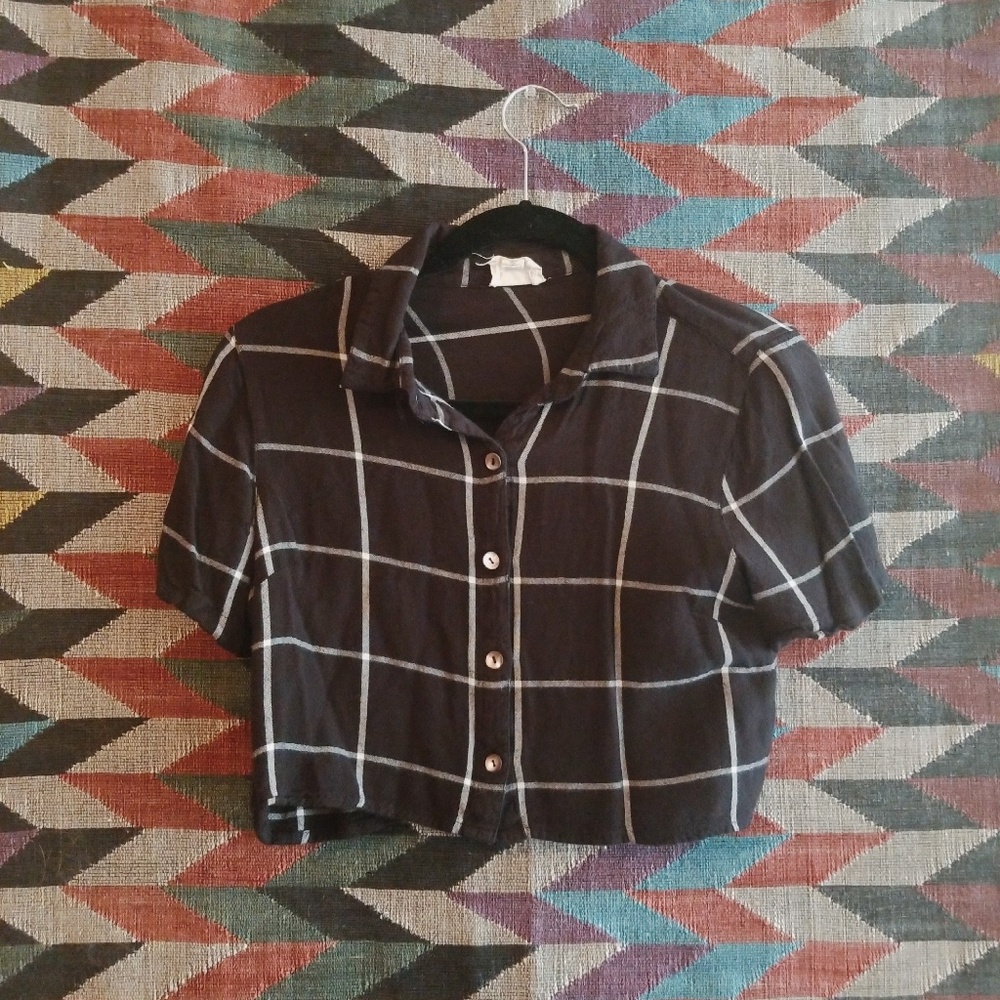 LA Hearts Cropped Button Up
